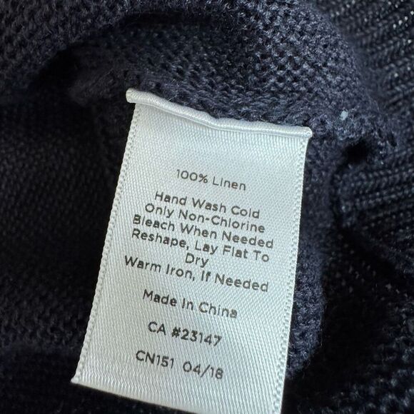 Talbots 100% linen loose knit short sleeve sweater size M navy blue - Picture 4 of 6
